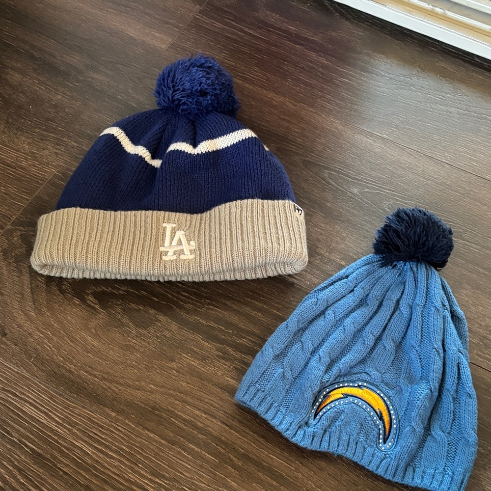 New Era Navy and Light Blue Kids Beanie Set